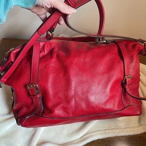 Ora Delphine Red Satchel with Gold Hardware Details,‎ OS